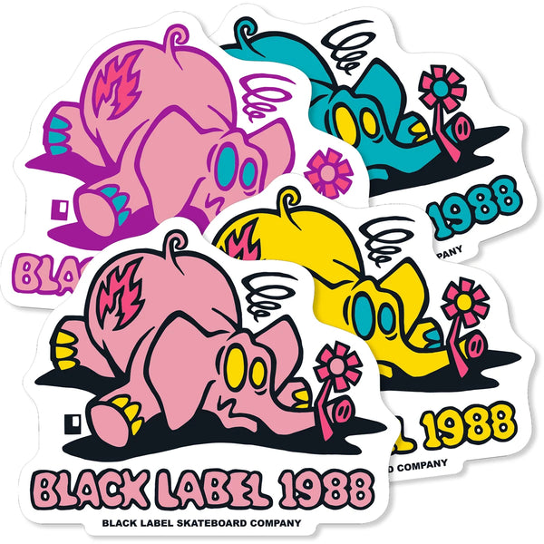 Black Label Sticker Pink Elephant