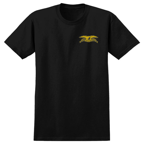AntiHero • BASIC EAGLE CHEST T-SHIRT • BLACK w/ YELLOW Print S