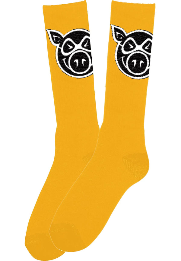 Pig Wheels Tall Socks Gold